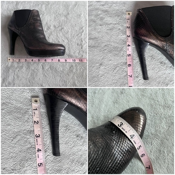 Stuart Weitzman Whoop Heel Leather Chelsea Ankle Boot Bootie Sable Viper Snake - Picture 13 of 13